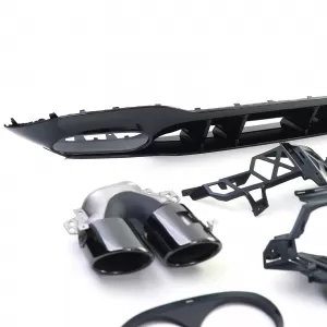 Set di diffusori posteriori sportivi con terminali di scarico neri, adatto per Mercedes A-Class W177 dal 18-image-6264052