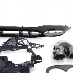 Set di diffusori posteriori sportivi con terminali di scarico neri, adatto per Mercedes A-Class W177 dal 18-image-6264053