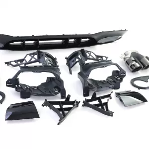 Set di diffusori posteriori sportivi con terminali di scarico neri, adatto per Mercedes A-Class W177 dal 18-image-6264054