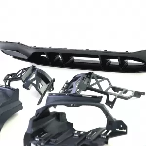 Set di diffusori posteriori sportivi con terminali di scarico neri, adatto per Mercedes A-Class W177 dal 18-image-6264055