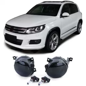 Clear glass fog lights black smoke for VW Caddy Tiguan Touran EOS Polo 6R