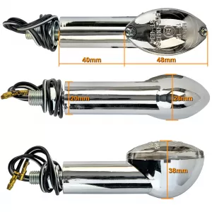 Universal Motorcycle Halogen Indicator Set CATEYE 40mm Chrome with E-Mark