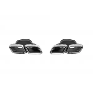 Diffusore tipo GLE63 con terminali cromati adatto per paraurti posteriore A Design Mercedes GLE W166 2015-2019 -oo--oo-, con finitura cromata-image-6264601