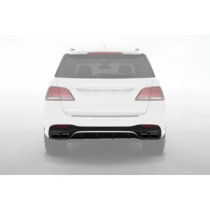 Diffusore tipo GLE63 con terminali cromati adatto per paraurti posteriore A Design Mercedes GLE W166 2015-2019 -oo--oo-, con finitura cromata-image-6264604