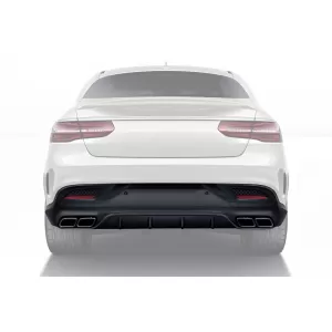 Diffusore di tipo GLE63 con terminali neri adatto per paraurti posteriore A Design su Mercedes GLE Coupe C292 2015-2019 -oo--oo-, con finitura nera-image-6264616