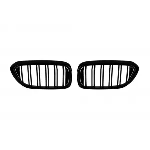 image-7-M5 style double slat kidney grilles in black lacquer suitable for BMW 5 Series G30 sedan, G31 touring 2017-2020