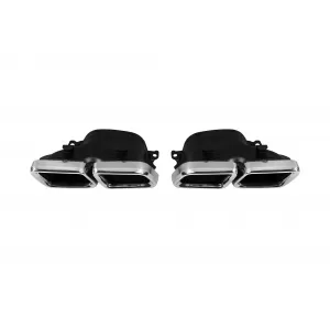 Diffusore tipo S63 con terminali cromati adatto per paraurti posteriore A Design su Mercedes Classe S W222 2017-2019, con finiture cromate-image-6265743