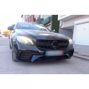 Paraurti anteriore design A adatto per Mercedes E-Class W213 berlina, S213 station wagon 2016-2019, per il modello senza alette attive-image-6265764