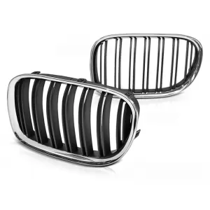 GRILLE CHROME BLACK DOUBLE BAR fits BMW F01 09-15