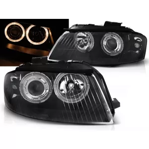 HEADLIGHTS ANGEL EYES BLACK fits AUDI A3 8P 05.03-03.08