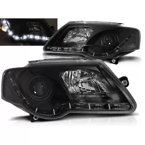 HEADLIGHTS TRUE DRL BLACK fits VW PASSAT B6 3C 03.05-10
