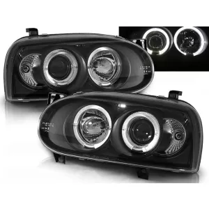 HEADLIGHTS ANGEL EYES BLACK fits VW GOLF 3 09.91-08.97