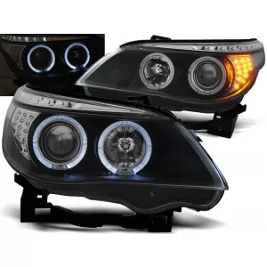 HEADLIGHTS ANGEL EYES BLACK LED INDICATOR fits BMW E60/E61 03-07