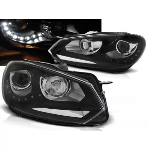 HEADLIGHTS TRUE DRL BLACK fits VW GOLF 6 10.08-12 