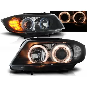 HEADLIGHTS ANGEL EYES BLACK LED INDICATOR fits BMW E90/E91 03.05-08.08