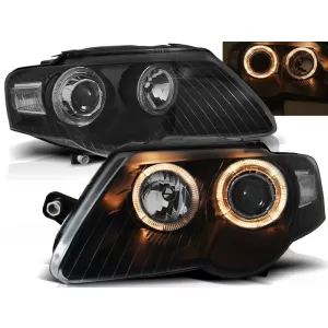 HEADLIGHTS ANGEL EYES BLACK fits VW PASSAT B6 3C 03.05-10