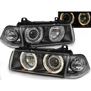 HEADLIGHTS ANGEL EYES BLACK fits BMW E36 12.90-08.99 COUPE CABRIO