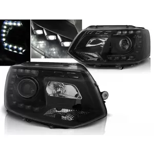 HEADLIGHTS TRUE DRL BLACK fits VW T5 10-15 