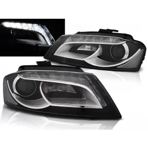 HEADLIGHTS TRUE DRL BLACK fits AUDI A3 8P 08-12
