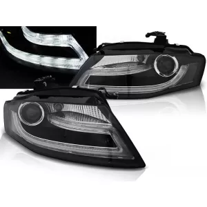 HEADLIGHTS TRUE DRL BLACK fits AUDI A4 B8 04.08-11