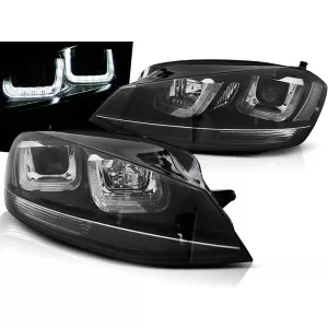 HEADLIGHTS U-LED LIGHT BLACK WITH BLACK LINE fits VW GOLF 7 11.12-17 