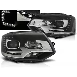 HEADLIGHTS TRUE DRL BLACK fits VW T5 10-15