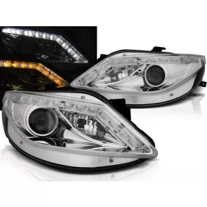 HEADLIGHTS DAYLIGHT CHROME with LED INDICATOR fits SEAT IBIZA 6J 06.08-12
