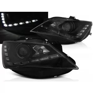 HEADLIGHTS TRUE DRL BLACK fits SEAT SEAT IBIZA 6J 12-15