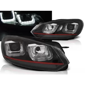 HEADLIGHTS U-LED LIGHT DRL BLACK RED LINE fits VW GOLF 6 08-12
