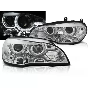 XENON HEADLIGHTS ANGEL EYES LED DRL CHROME fits BMW X5 E70 07-10
