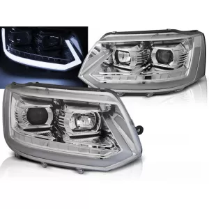 HEADLIGHTS TUBE LIGHT CHROME SEQ fits VW T5 2010-2015