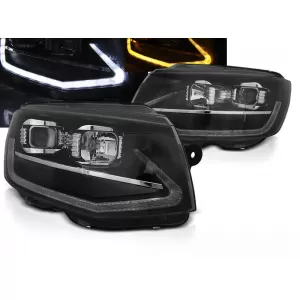 HEADLIGHTS TUBE LIGHT BLACK DRL SEQ fits VW T6 15-19