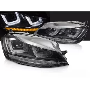 HEADLIGHTS LIGHT SEQ BLACK WITH BLACK LINE fits VW GOLF 7 13-17
