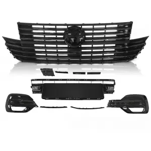 image-28-Hűtőrács lökhárító elemmel és embléma alappal, fényes fekete, VW T6.1 20-