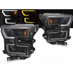 HEADLIGHTS TUBE LIGHT DOUBLE BLACK fits FORD F150 MK13 14-17