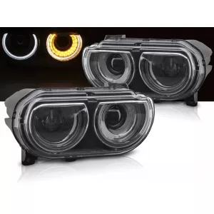HEADLIGHTS BLACK DRL fits DODGE CHALLENGER 08-14