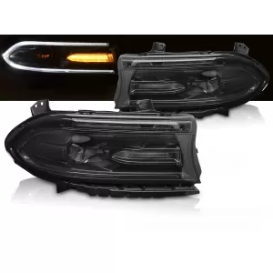 HEADLIGHTS LED BLACK fits DODGE CHARGER 14-23