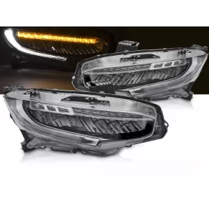 FULL LED HEADLIGHTS BLACK fits HONDA CIVIC X 16-21