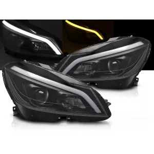 HEADLIGHTS TUBE LED BLACK SEQ DRL fits MERCEDES W204 11-14