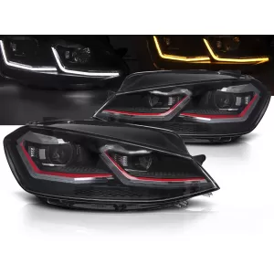 LED HEADLIGHTS RED LED SEQ DRL fits VW GOLF VII 17-19