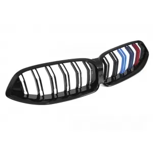 GRILĂ SPORT NEAGRĂ GLEDAȚĂ TRI-COLOR DUBLĂ BARĂ potrivită pentru BMW G14 / G15 18-22