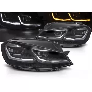 LED HEADLIGHTS SILVER SEQ DRL fits VW GOLF VII 17-19