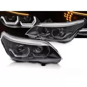 HEADLIGHTS ANGEL EYES LED 3D BLACK fits BMW E60 E61 03-07