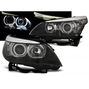 HEADLIGHTS ANGEL EYES LED BLACK fits BMW E60/E61 03-07