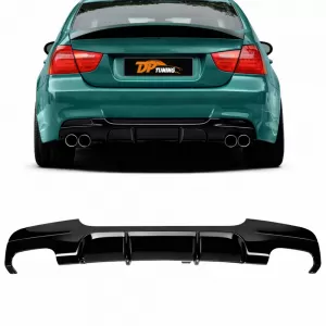 image-11-BMW E90 M Technic M Performance diffúzor R+L dupla kivezetéses zongoralakk fekete vákuum műanyag / 2004-2011
