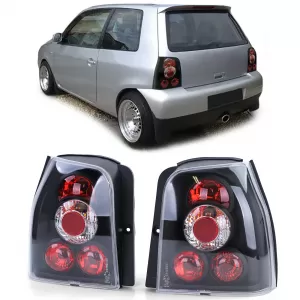 Clear glass tail lights black for VW Lupo + Seat Arosa