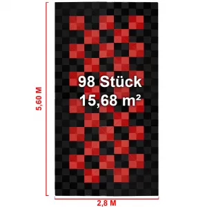 RAMROXX Piastrelle per Garage Performance 2,8mx5,6m Nero Rosso Set2-image-6276290