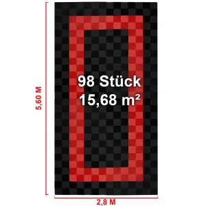 RAMROXX Piastrelle per Pavimento Performance Garage Pavimento 2,8mx5,6m Nero Rosso Set3-image-6276344