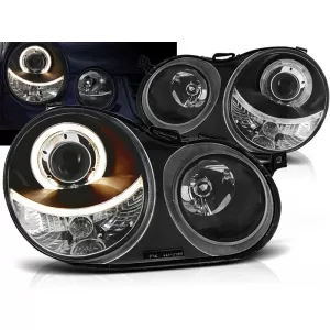 HEADLIGHTS ANGEL EYES BLACK fits VW POLO 9N 11.01-04.05