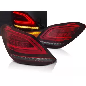 LED BAR TAIL LIGHTS RED WHITE SEQ fits MERCEDES C-CLASS W205 14-18 